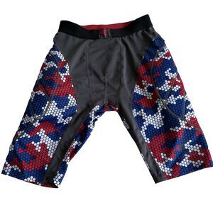 Men's Easton Camo Red White Blue Layer Compression Athletic Sliding Shorts Sz S